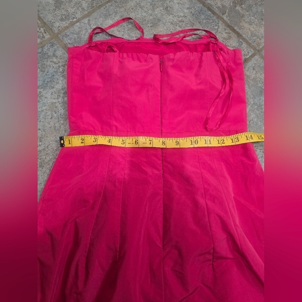 BCBGMaxAzria Strapless Fuchsia Ruffle Dress - Picture 3 of 8